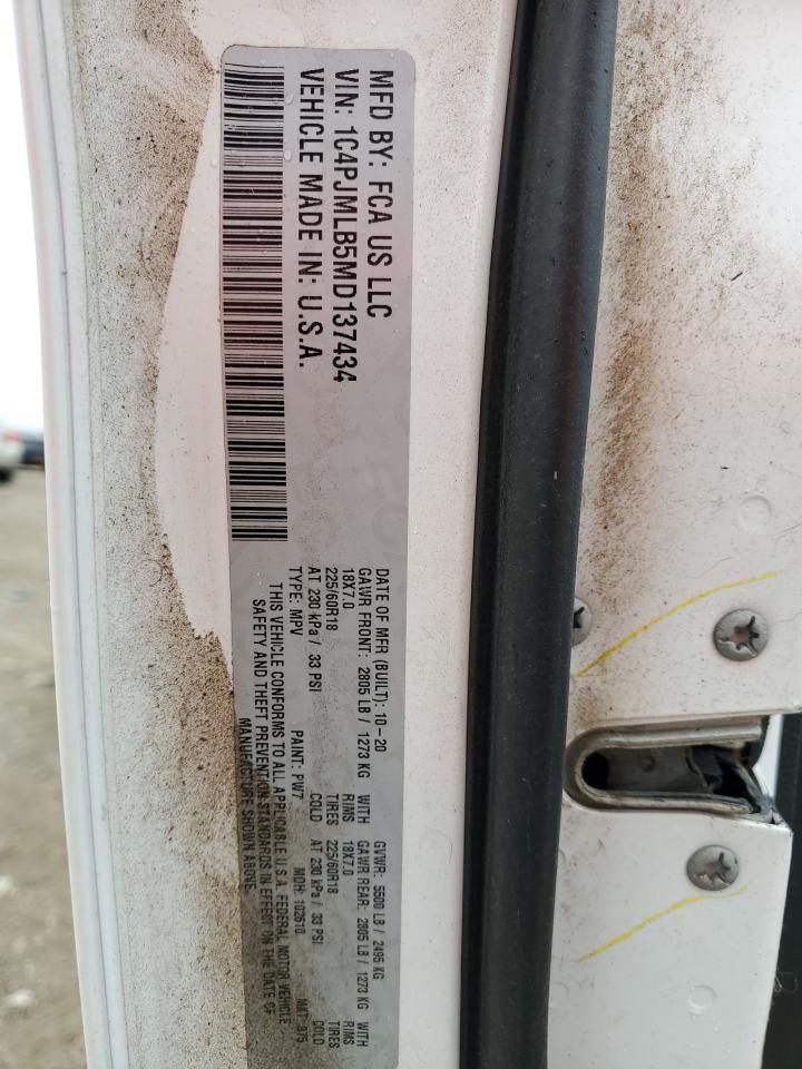 2021 Jeep Cherokee Latitude Plus VIN: 1C4PJMLB5MD137434 Lot: 71164505