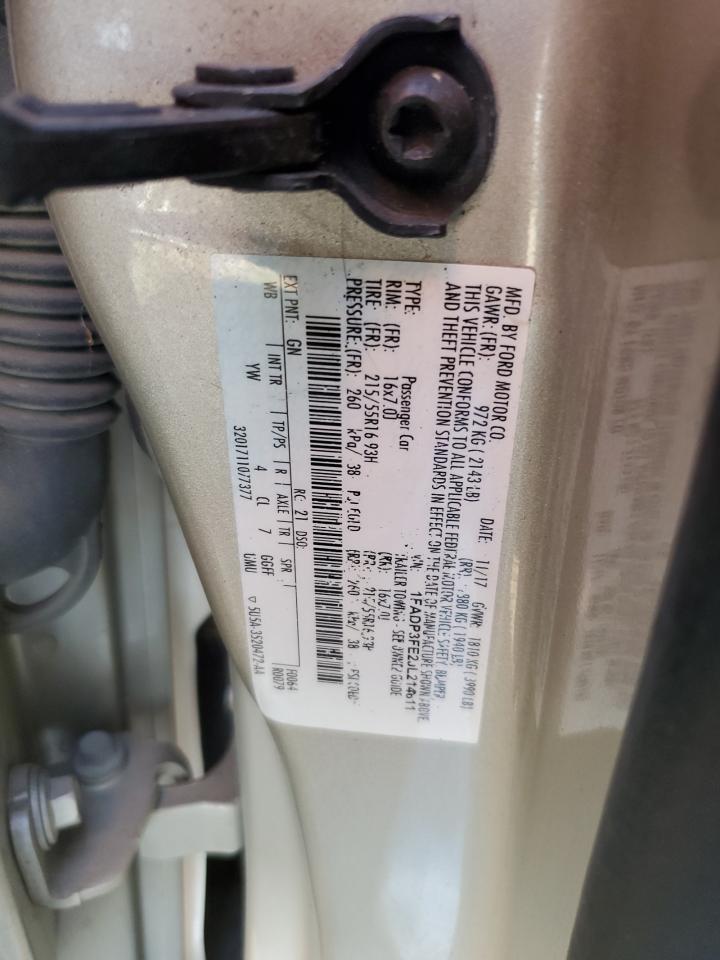 2018 Ford Focus Se VIN: 1FADP3FE2JL214611 Lot: 81052435