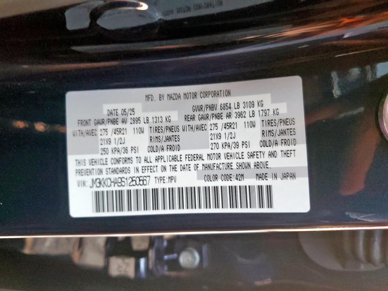 2025 Mazda Cx-90 Premium Sport VIN: JM3KKCHA9S1250567 Lot: 81470265