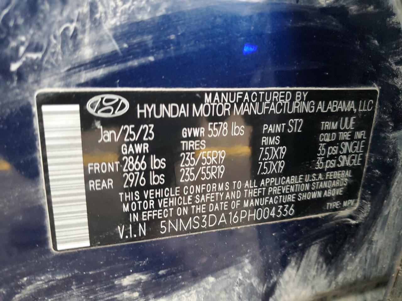 2023 Hyundai Santa Fe Sel Premium VIN: 5NMS3DA16PH004336 Lot: 71832605