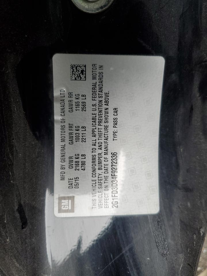 2015 Chevrolet Camaro Lt VIN: 2G1FD3D34F9272336 Lot: 82077275