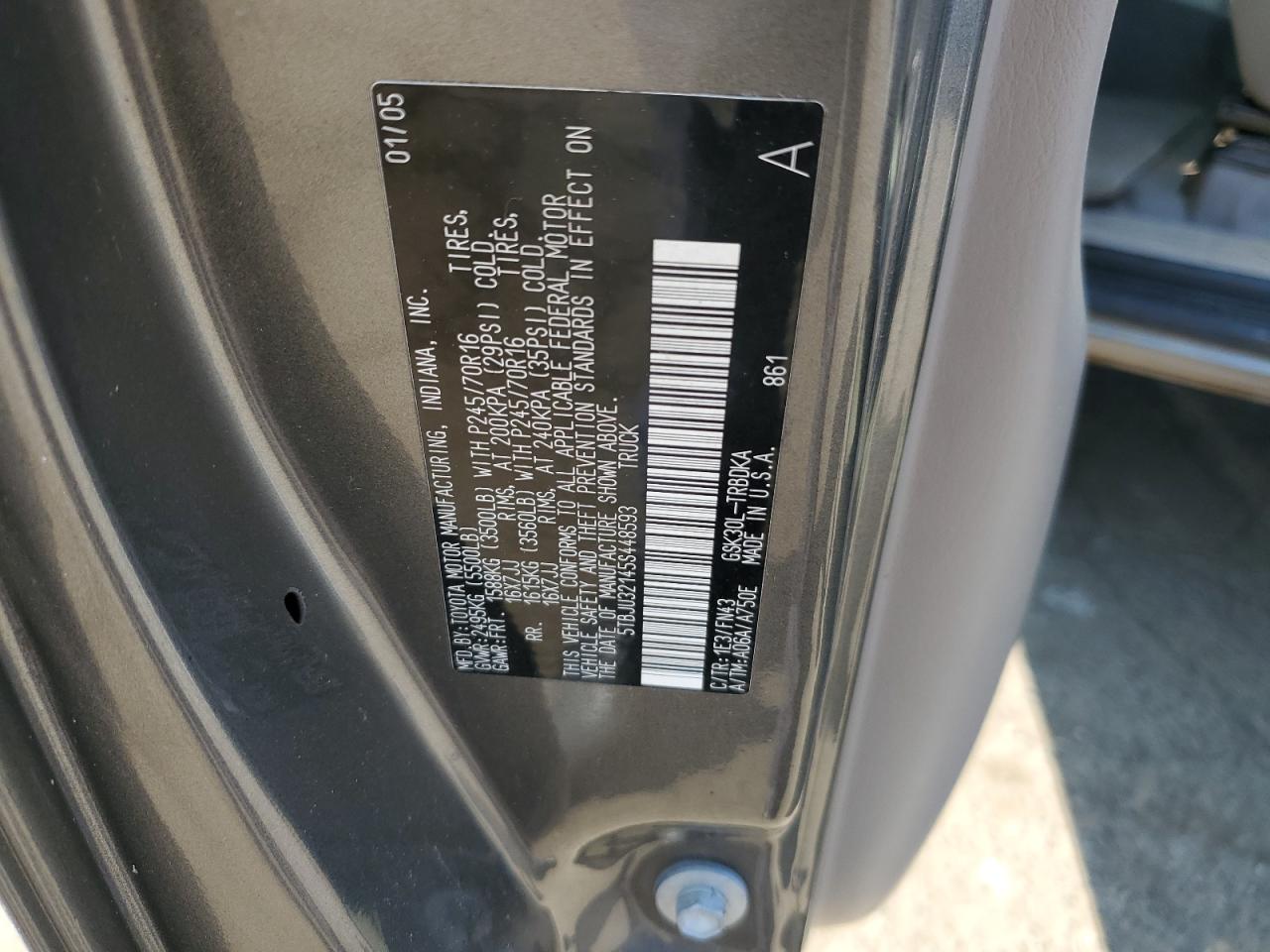 2005 Toyota Tundra VIN: 5TBJU32145S448593 Lot: 82040915
