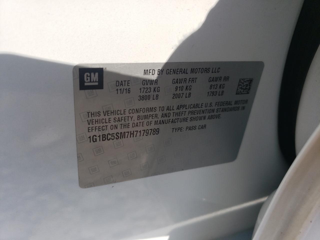 2017 Chevrolet Cruze Ls VIN: 1G1BC5SM7H7179789 Lot: 80656795