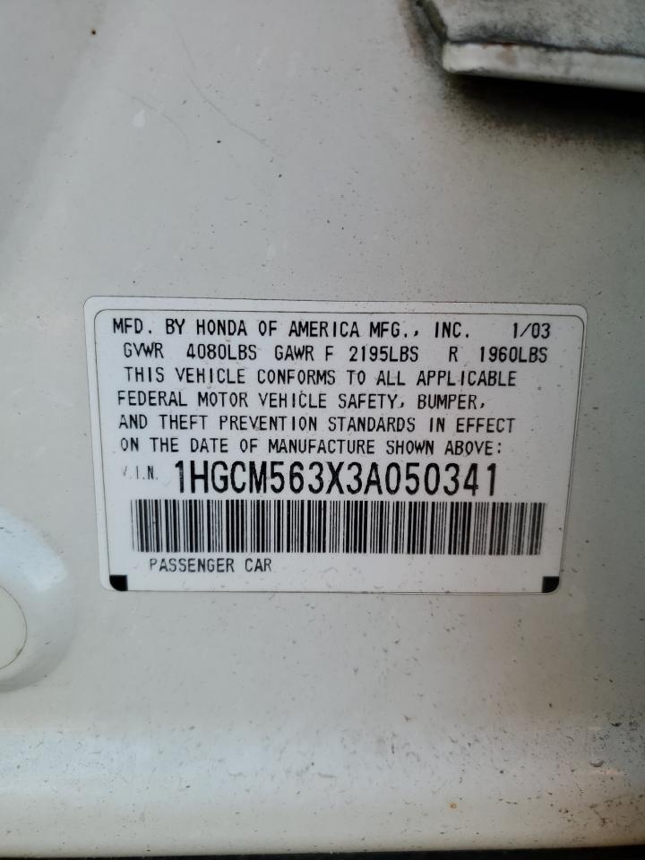 2003 Honda Accord Lx VIN: 1HGCM563X3A050341 Lot: 81511085