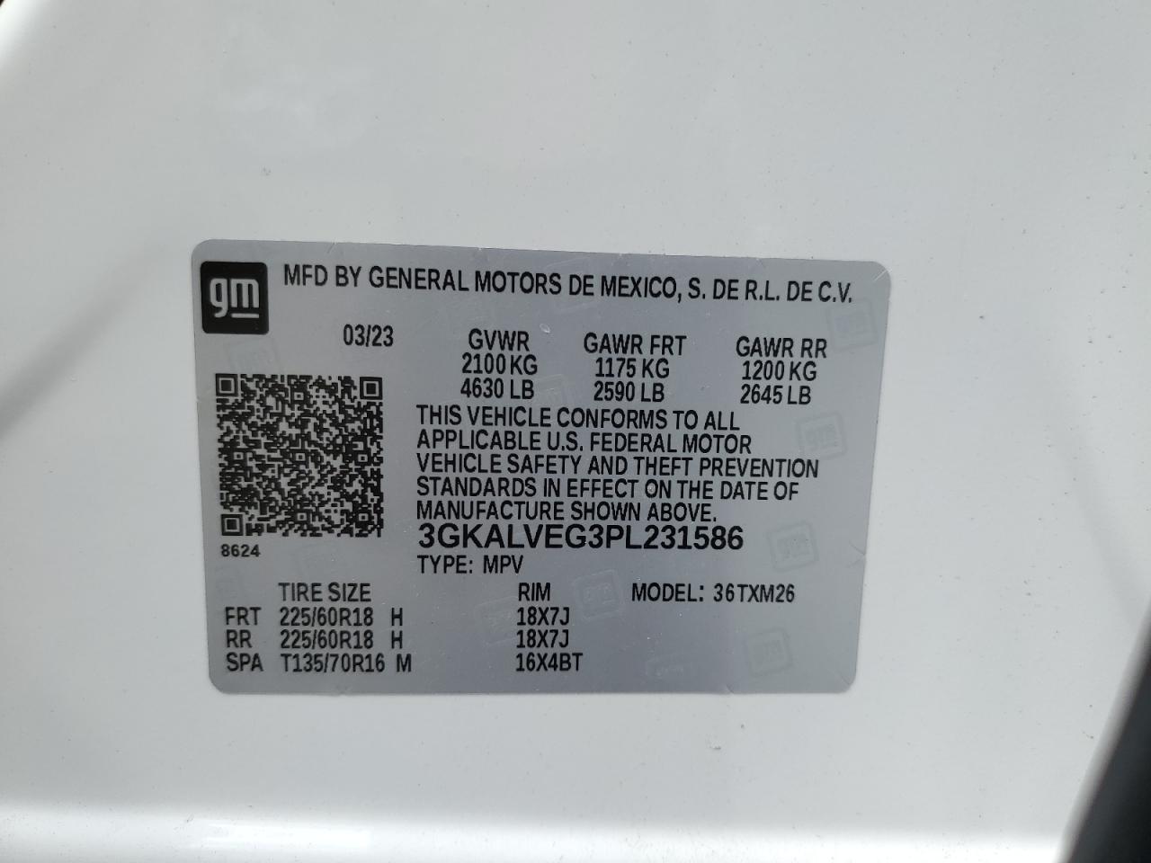 2023 GMC Terrain Slt VIN: 3GKALVEG3PL231586 Lot: 72070075