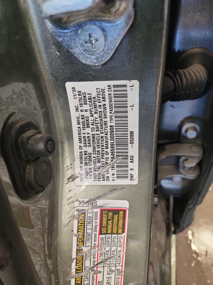 2009 Honda Civic Gx VIN: 1HGFA46589L000908 Lot: 70525885