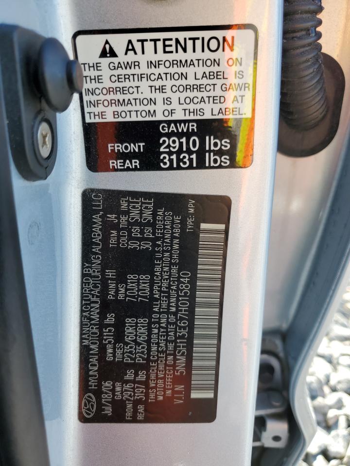 2007 Hyun Santa Fe Limited Aut VIN: 5NMSH13E67H015840 Lot: 80897965