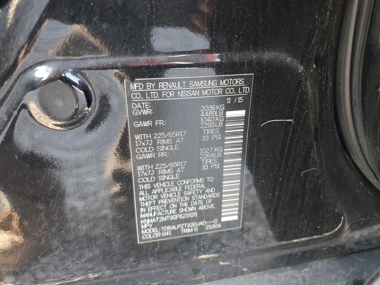 2016 Nissan Rogue S VIN: KNMAT2MT9GP621928 Lot: 84754395