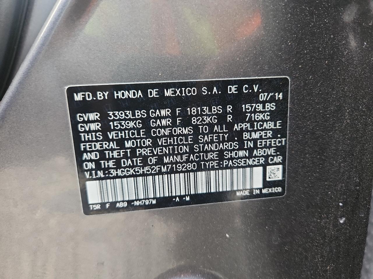 2015 Honda Fit Lx VIN: 3HGGK5H52FM719280 Lot: 82028475