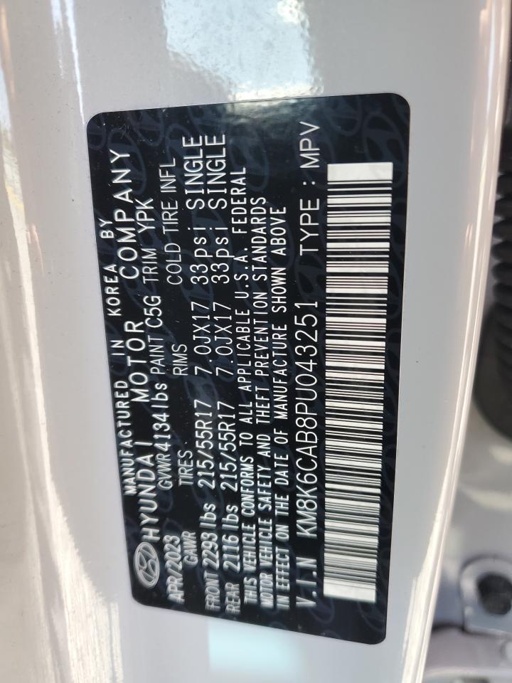 2023 Hyundai Kona Sel VIN: KM8K6CAB8PU043251 Lot: 71297355