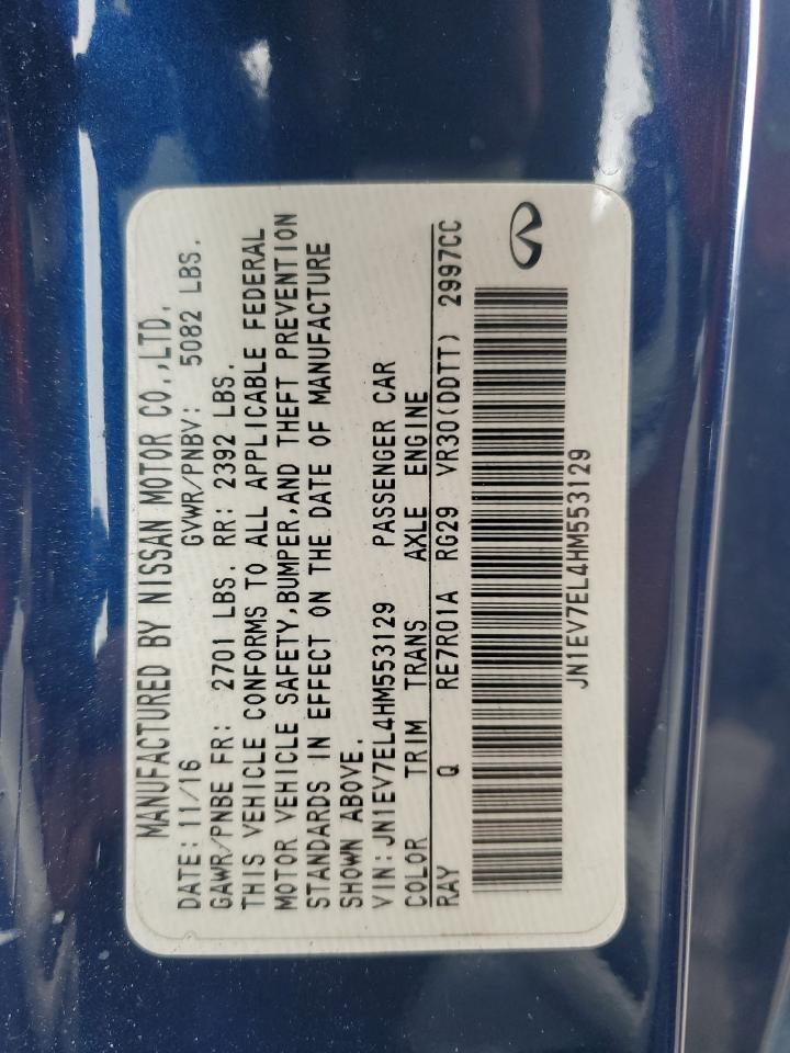 2017 Infiniti Q60 Premium VIN: JN1EV7EL4HM553129 Lot: 80508405