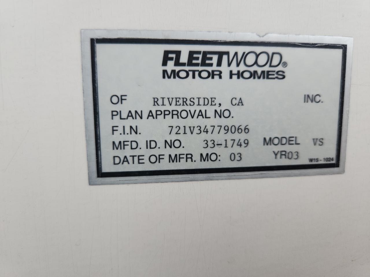 2002 Ford F550 Super - Rvs Rv VIN: 1FCNF53S720A10428 Lot: 71016175