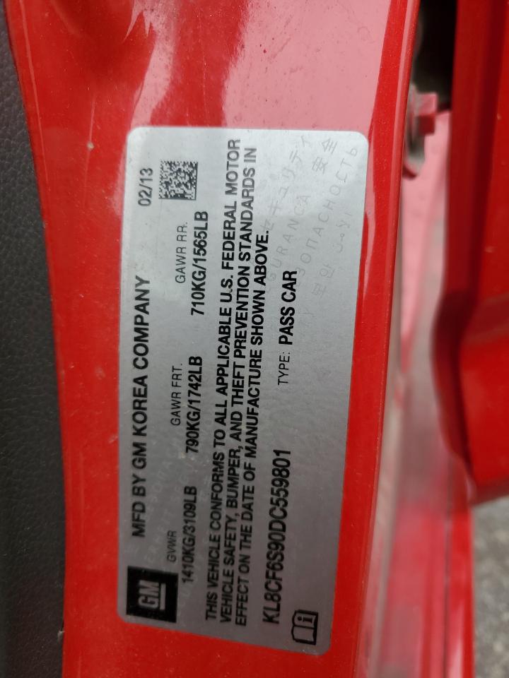 2013 Chevrolet Spark 2Lt VIN: KL8CF6S90DC559801 Lot: 80129095