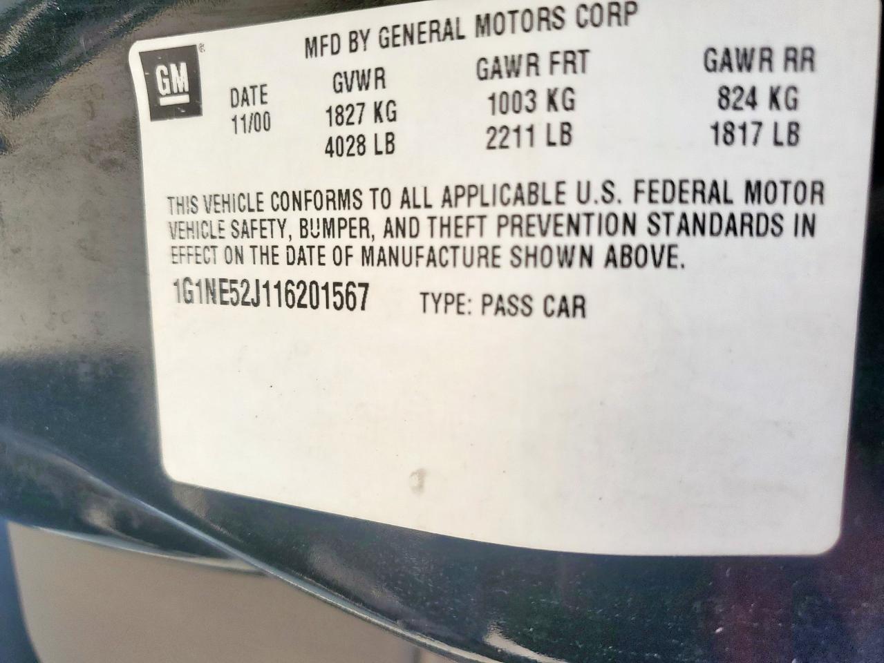 2001 Chevrolet Malibu Ls VIN: 1G1NE52J116201567 Lot: 71496565