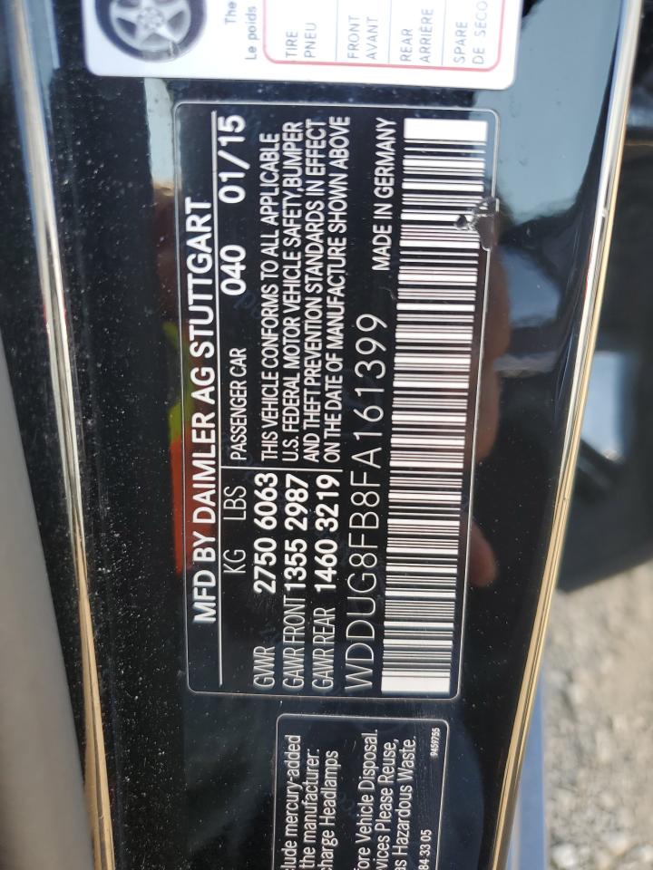 2015 Mercedes-Benz S 550 4Matic VIN: WDDUG8FB8FA161399 Lot: 80786695