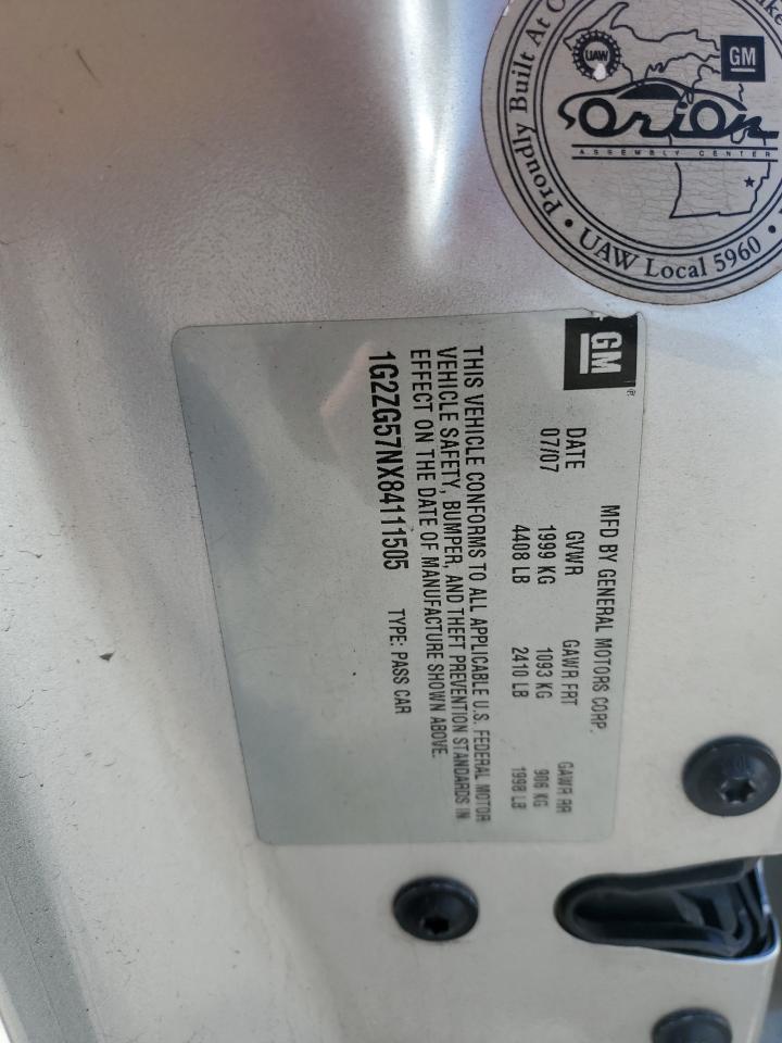 2008 Pontiac G6 Base VIN: 1G2ZG57NX84111505 Lot: 80787935