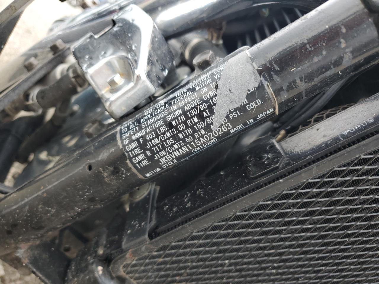 2005 Kawasaki Vn1500 N1 VIN: JKBVNAN115A020263 Lot: 81709125