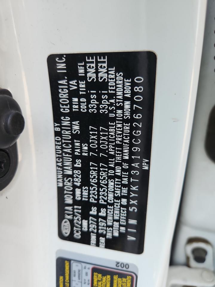 2012 Kia Sorento Base VIN: 5XYKT3A19CG267080 Lot: 81083045