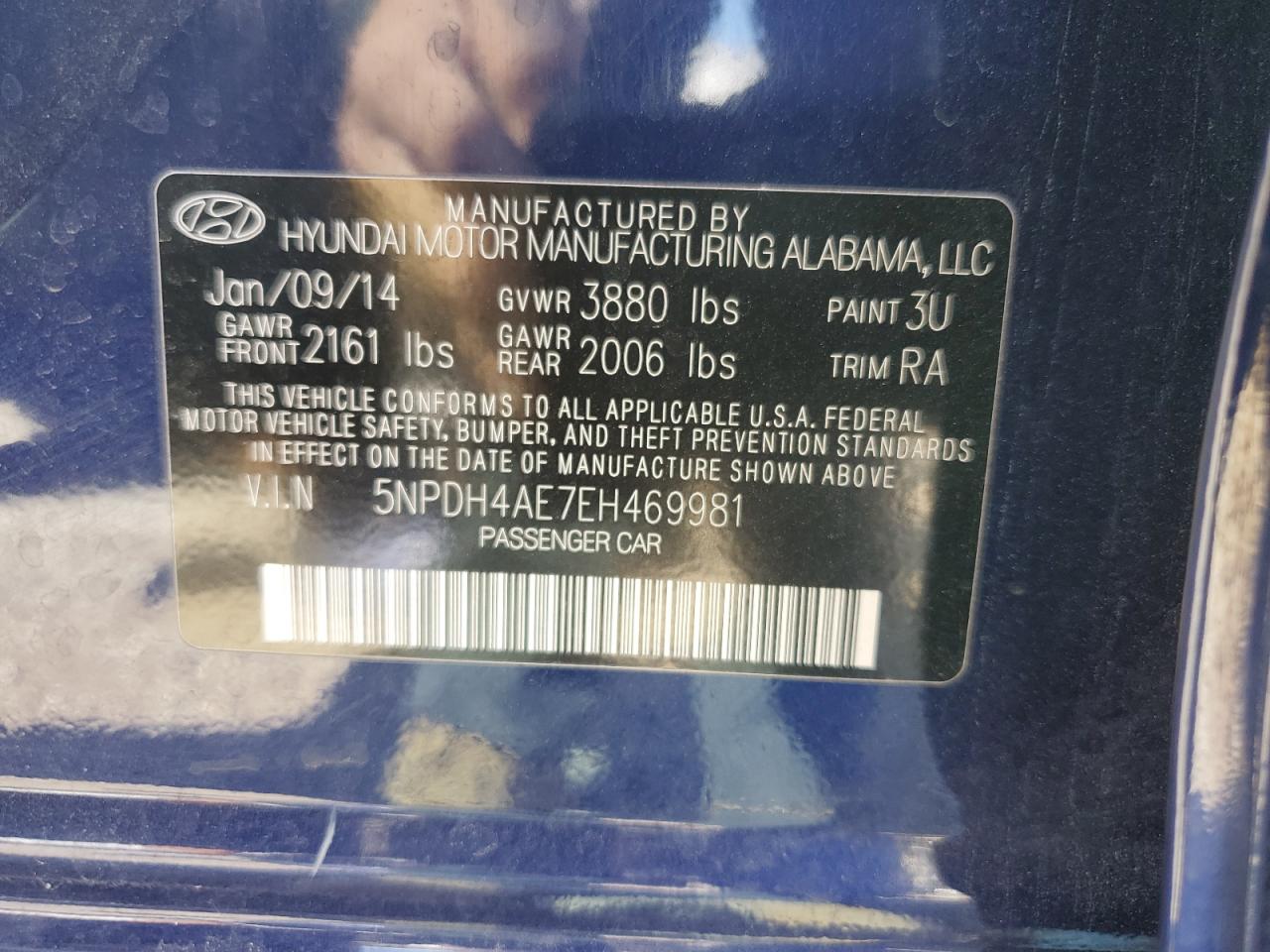 2014 Hyundai Elantra Se VIN: 5NPDH4AE7EH469981 Lot: 83982975