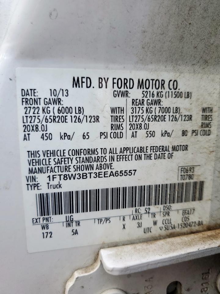 2014 Ford F350 Super Duty VIN: 1FT8W3BT3EEA65557 Lot: 80708905