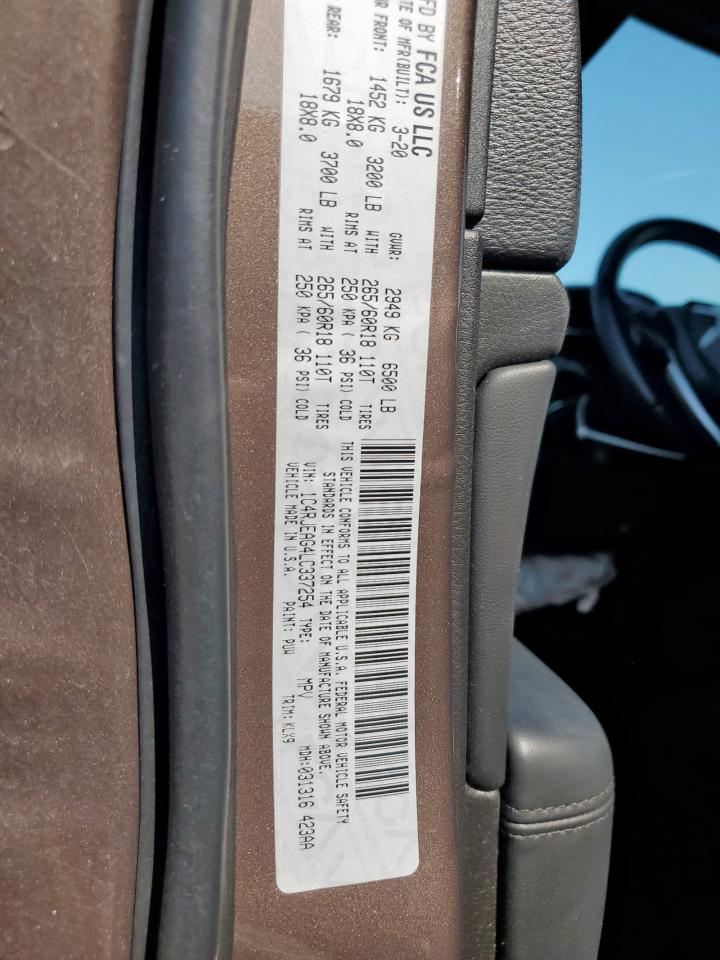 2020 Jeep Grand Cherokee Laredo VIN: 1C4RJEAG4LC337254 Lot: 80237845