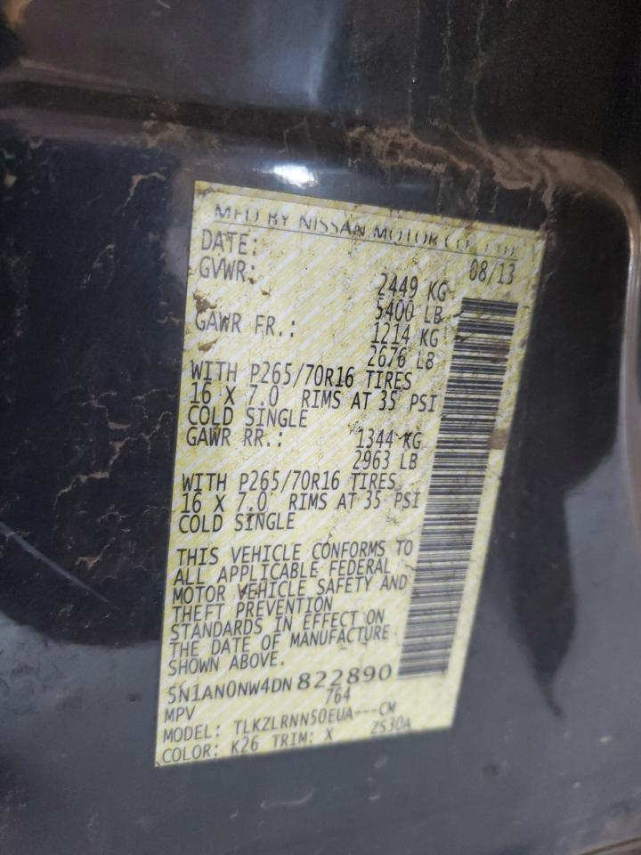 2013 Nissan Xterra X VIN: 5N1AN0NW4DN822890 Lot: 81833665