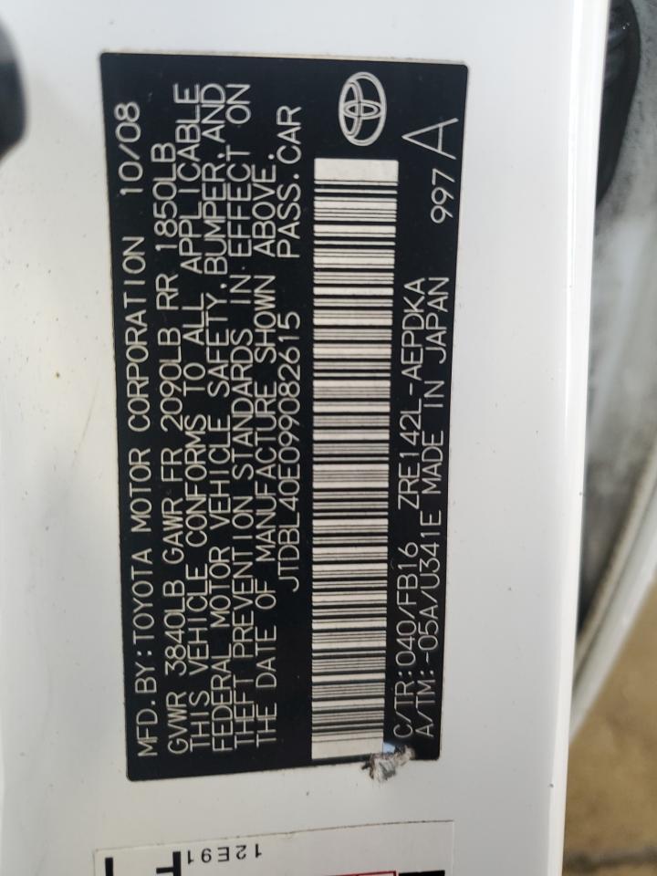 2009 Toyota Corolla Base VIN: JTDBL40E099082615 Lot: 84608855