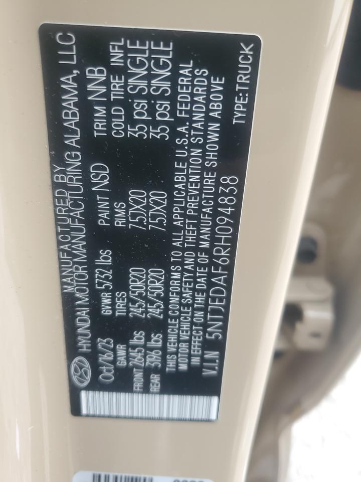 2024 Hyundai Santa Cruz Limited VIN: 5NTJEDAF6RH094838 Lot: 71824445