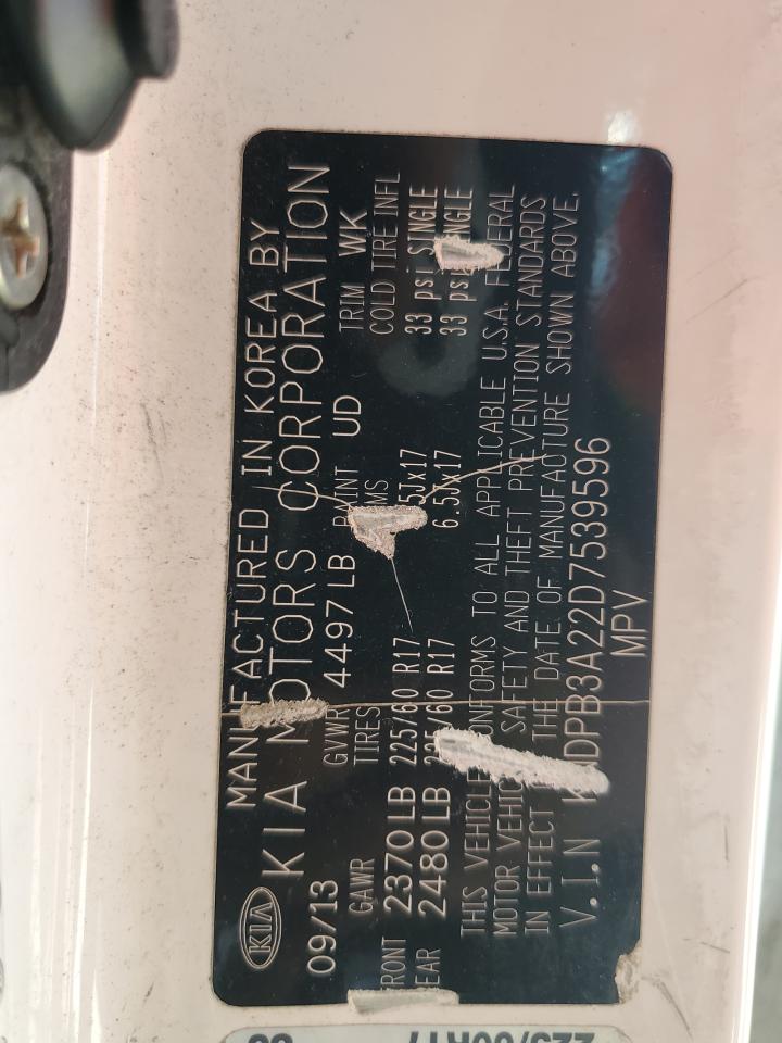 2013 Kia Sportage Base VIN: KNDPB3A22D7539596 Lot: 81507195