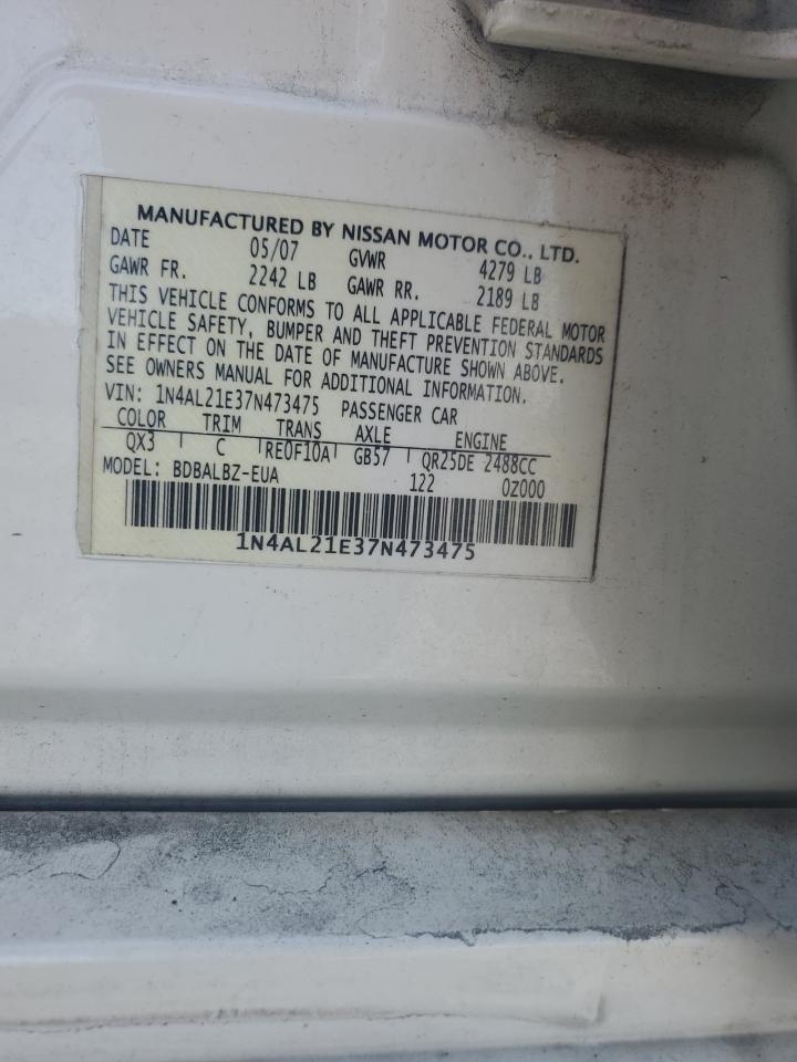 2007 Nissan Altima 2.5 VIN: 1N4AL21E37N473475 Lot: 80950595