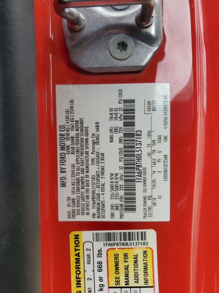2020 Ford Mustang VIN: 1FA6P8TH0L5137183 Lot: 81908285