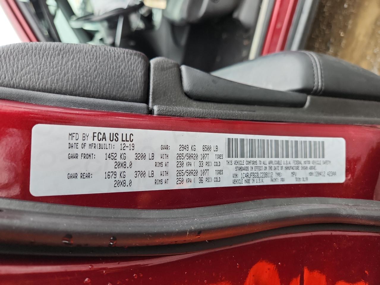 2020 Jeep Grand Cherokee Limited VIN: 1C4RJFBG3LC239112 Lot: 71110035