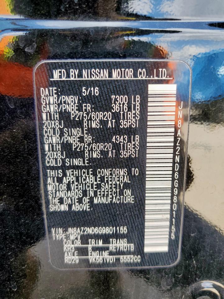 2016 Infiniti Qx80 VIN: JN8AZ2ND6G9801155 Lot: 80947065