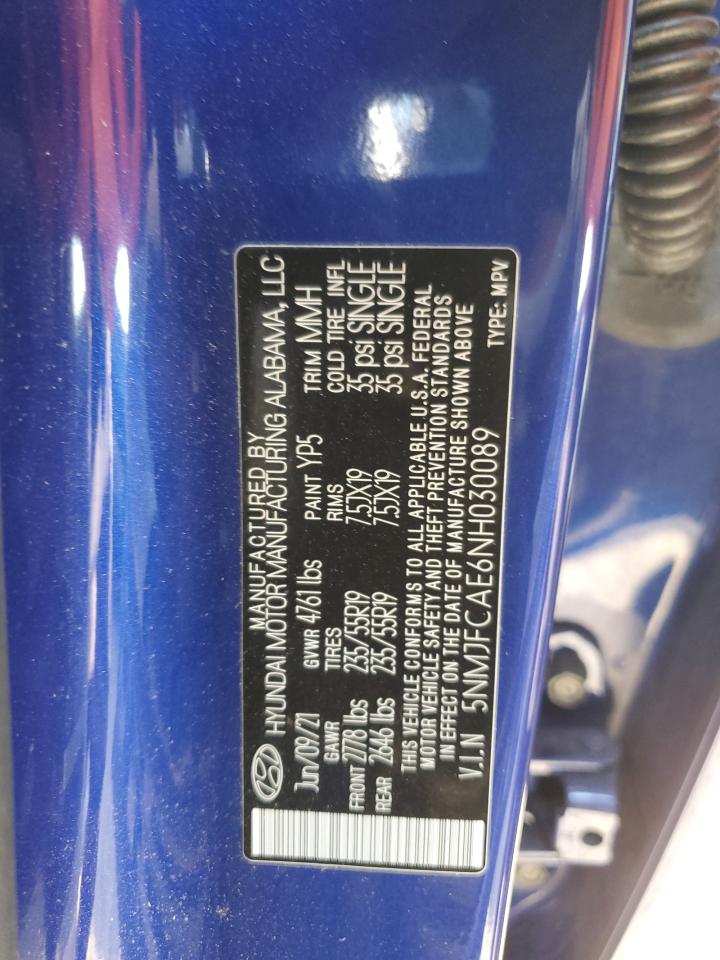 2022 Hyundai Tucson Sel VIN: 5NMJFCAE6NH030089 Lot: 80427935