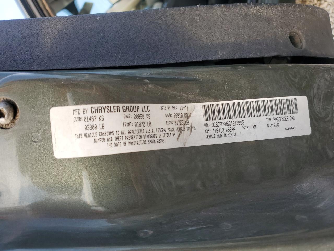 2012 Fiat 500 Pop VIN: 3C3CFFAR8CT212605 Lot: 81608075