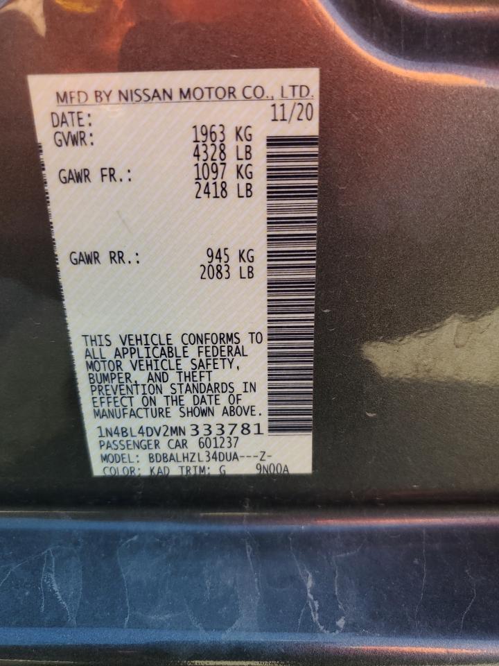 2021 Nissan Altima Sv VIN: 1N4BL4DV2MN333781 Lot: 82149165