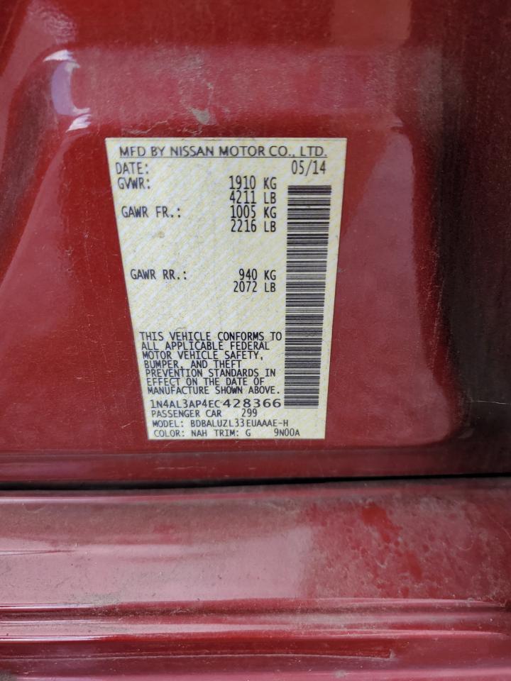 2014 Nissan Altima 2.5 VIN: 1N4AL3AP4EC428366 Lot: 80176465