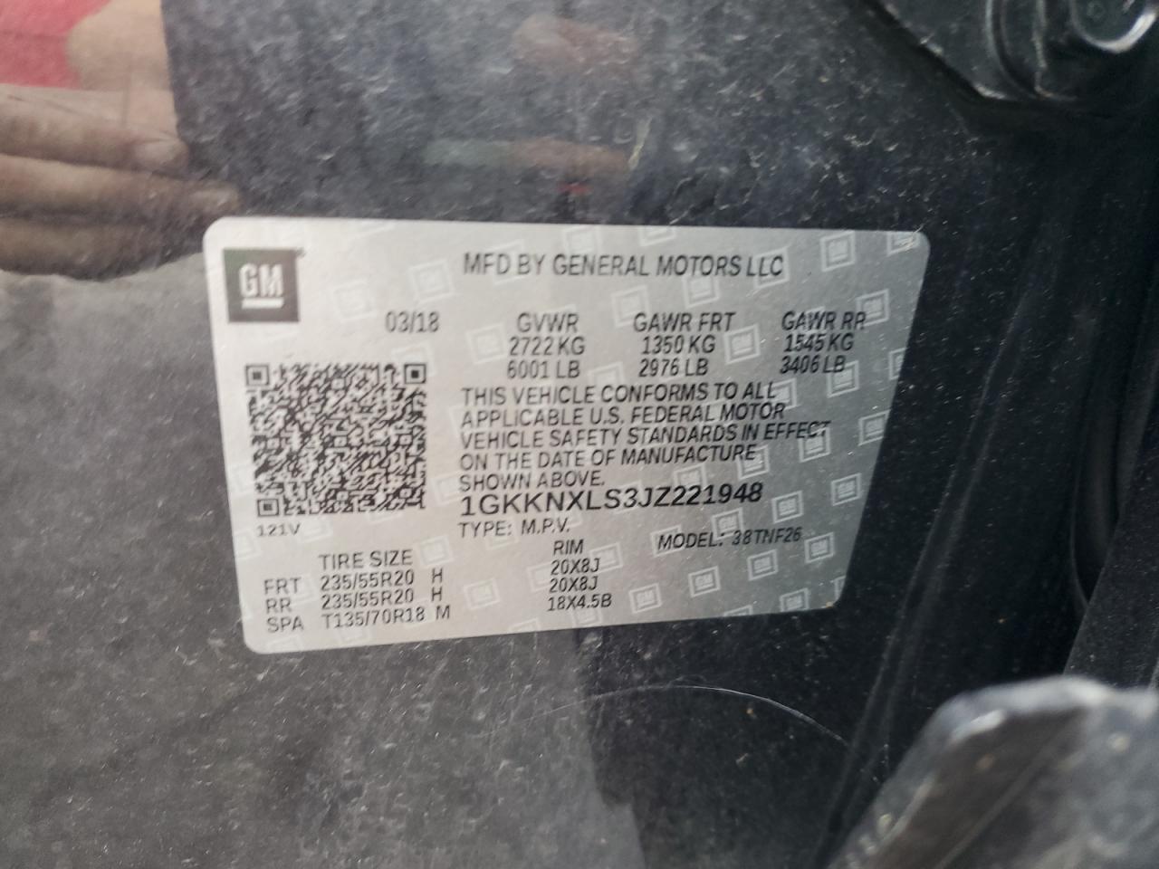 2018 GMC Acadia Denali VIN: 1GKKNXLS3JZ221948 Lot: 71701805