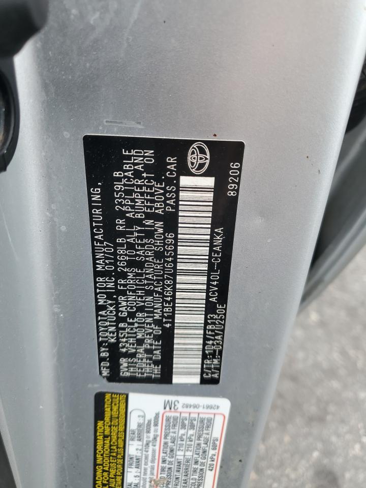 2007 Toyota Camry Ce VIN: 4T1BE46K87U645696 Lot: 80661125