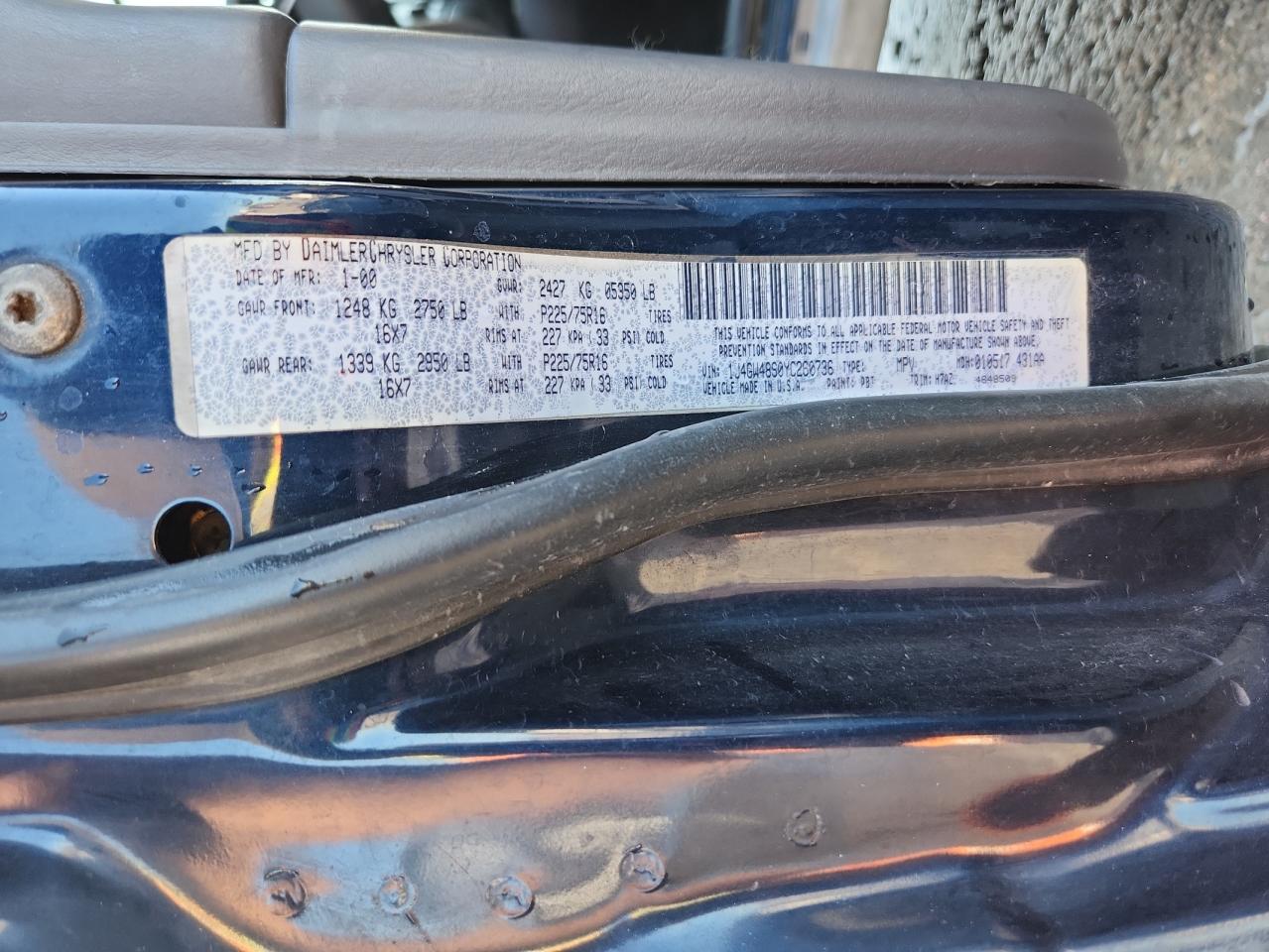 2000 Jeep Grand Cherokee Laredo VIN: 1J4GW48S0YC260736 Lot: 81474135