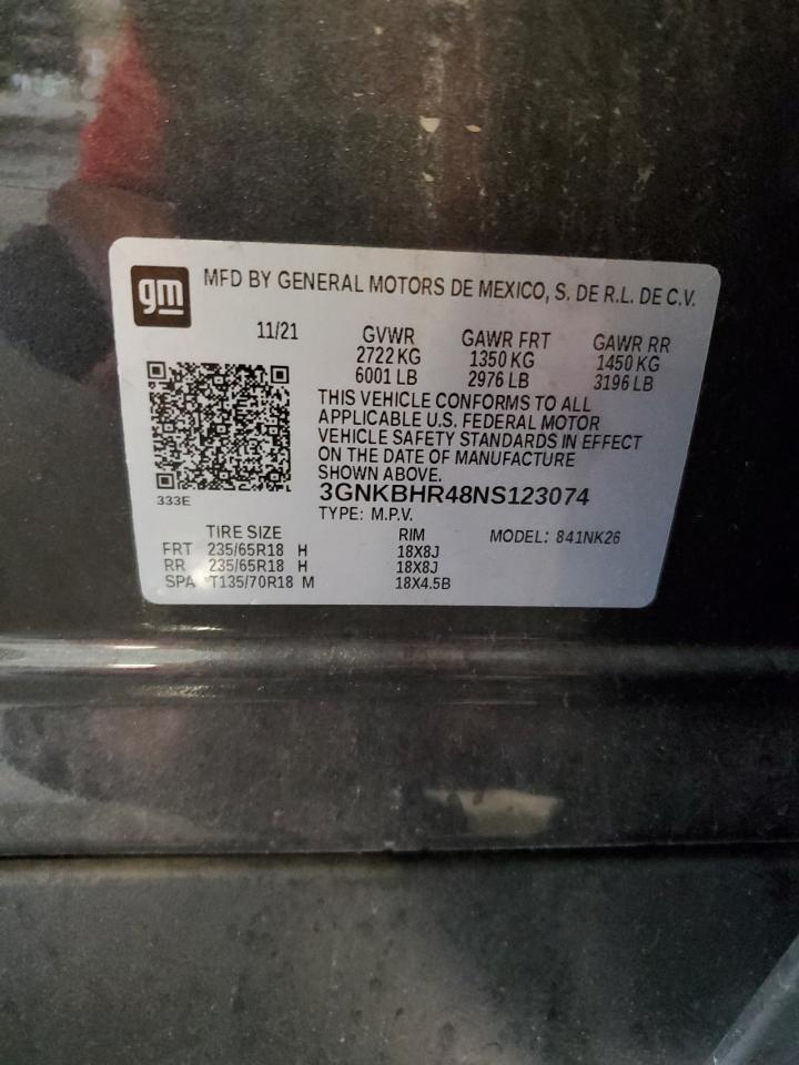 2022 Chevrolet Blazer 2Lt VIN: 3GNKBHR48NS123074 Lot: 81639675