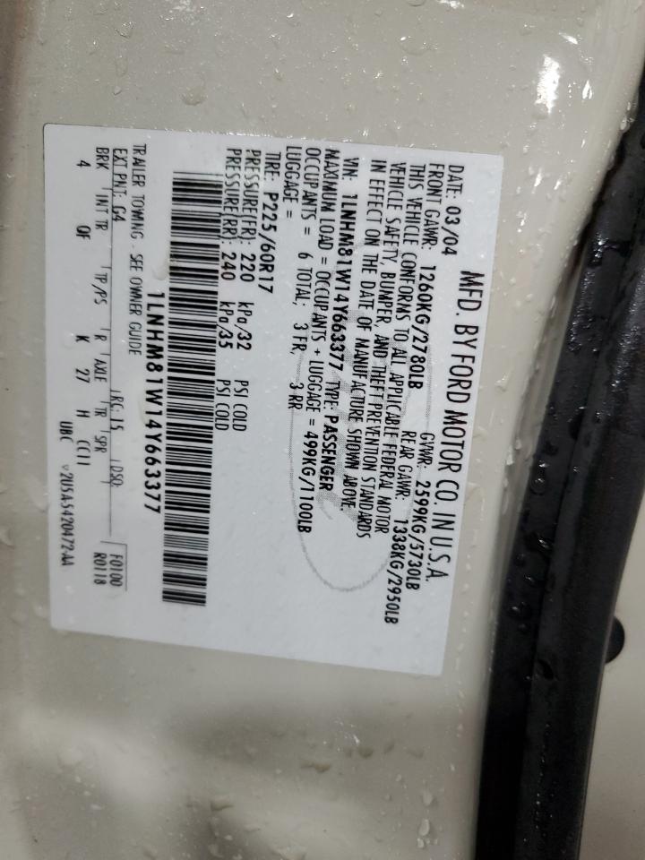 2004 Lincoln Town Car Executive VIN: 1LNHM81W14Y663377 Lot: 82128035