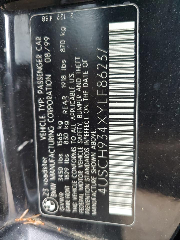 2000 BMW Z3 2.3 VIN: 4USCH934XYLF86237 Lot: 81100375