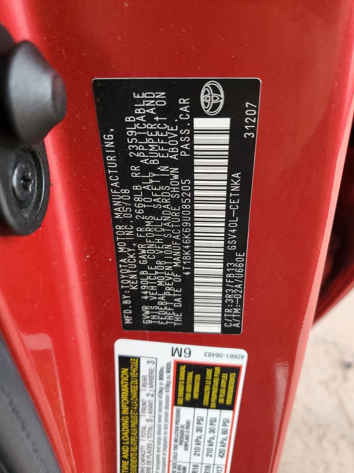 2009 Toyota Camry Se VIN: 4T1BK46K69U085205 Lot: 70935135