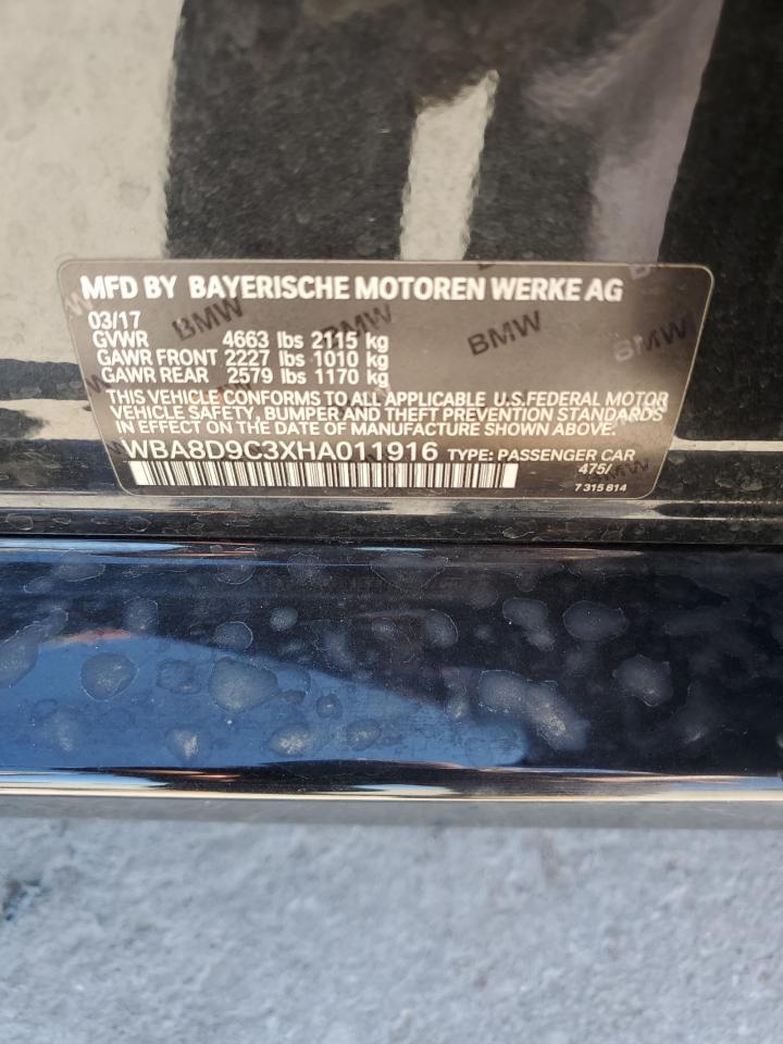 2017 BMW 330 Xi VIN: WBA8D9C3XHA011916 Lot: 84299525
