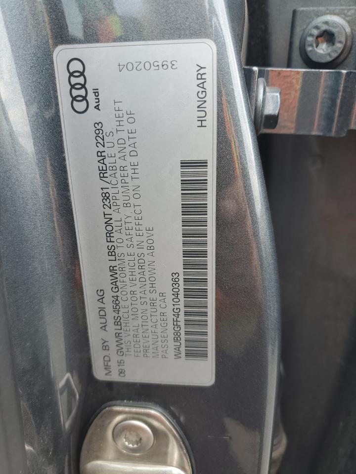 2016 Audi A3 Premium VIN: WAUB8GFF4G1040363 Lot: 81346805