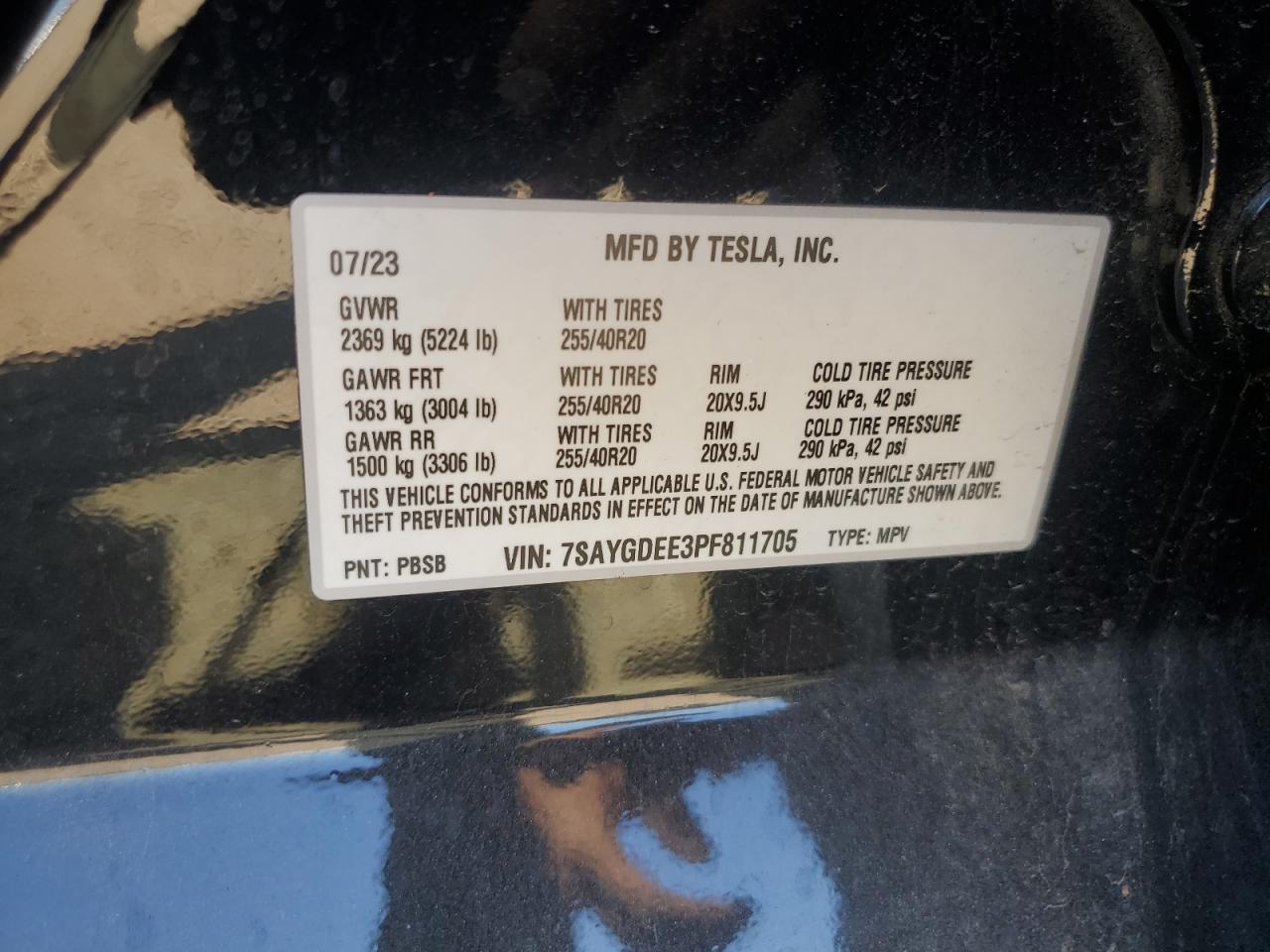 2023 Tesla Model Y VIN: 7SAYGDEE3PF811705 Lot: 83817215