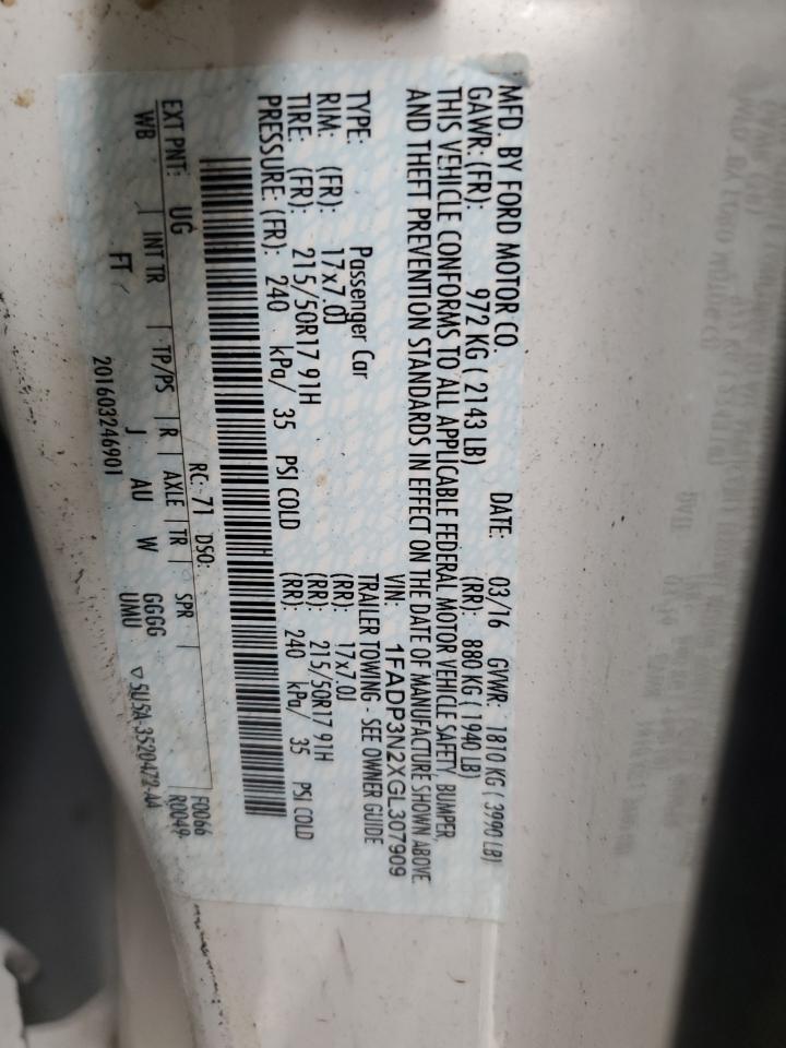 2016 Ford Focus Titanium VIN: 1FADP3N2XGL307909 Lot: 84206775