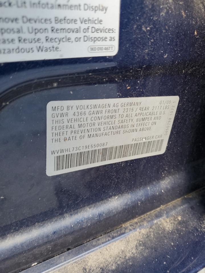 2009 Volkswagen Cc Luxury VIN: WVWHL73C19E550087 Lot: 80193925