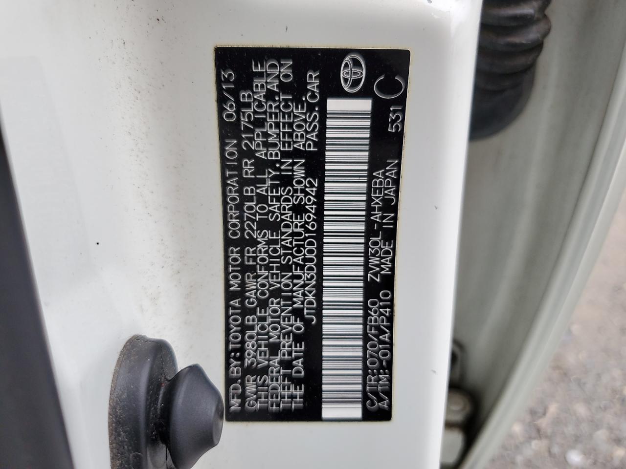 2013 Toyota Prius VIN: JTDKN3DU0D1694942 Lot: 80259135